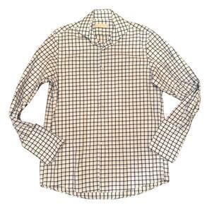 Michael Kors Men’s Dress Shirt 15.5 32/33 White Blue Check Cotton 756F